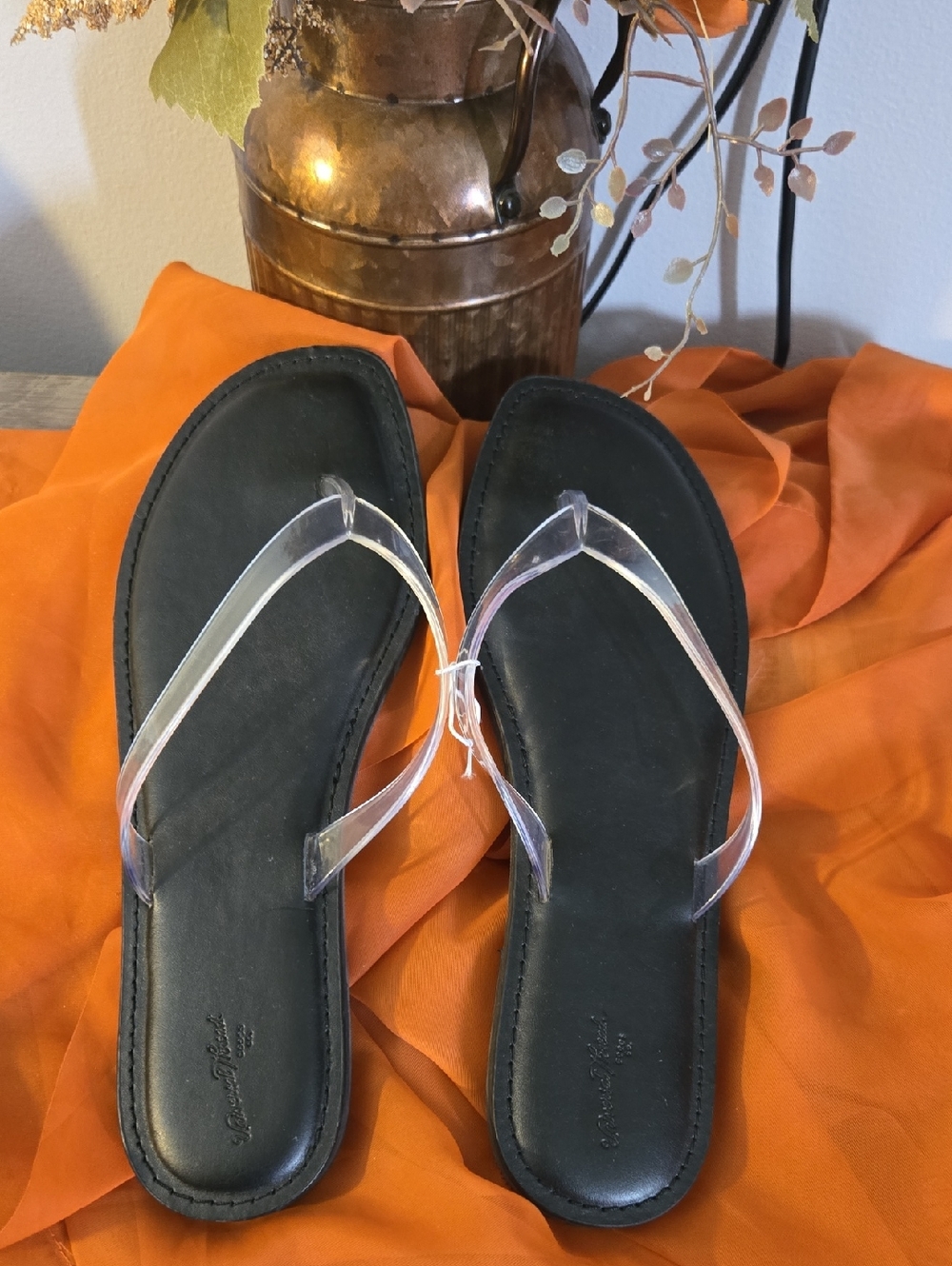 Universal Thread Black Footbed Sandals with Clear Straps